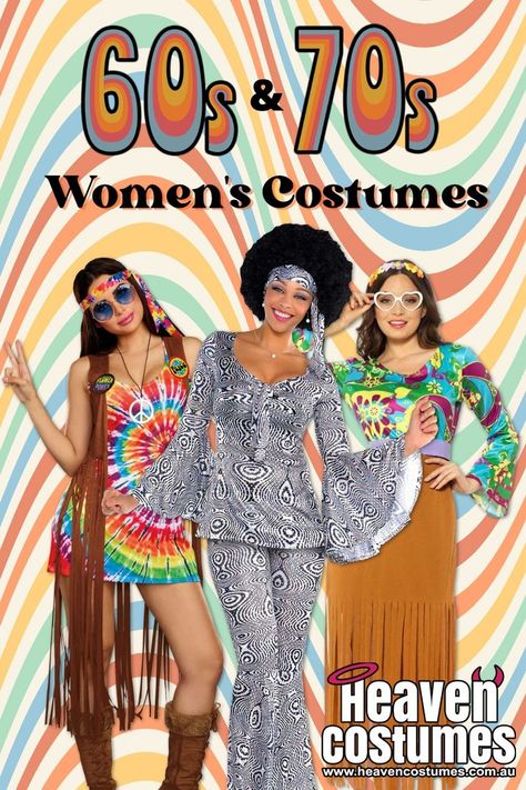 Shop Our Huge Range of 60's & 70's Costumes! 60s Dress Up Day, 70s Dress Up Party, 70s Disco Fashion Women, 60s Fashion Women 1960s Outfits, Disco Girl Costume, 60s Dress Up, 60s 70s Outfits, 60s Party Outfit, 70s Costumes