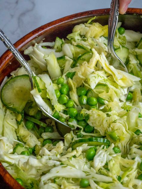 Cabbage Cucumber and Pea Salad?utm_source=12tomatoes Pea Salad, Cold Salad, 12 Tomatoes, Cucumber Recipes, Napa Cabbage, Cabbage Salad, Cabbage Recipes, Salad Side Dishes, Cucumber Salad