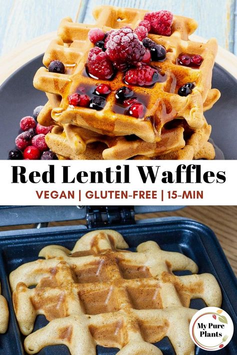 Lentil Waffles, Lentil Protein, Vegan Waffle Recipe, Inflammatory Meals, Lentils Protein, Lentils Vegan, Vegan Waffles, Waffle Ingredients, Gluten Free Waffles