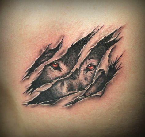 Chest Tattoo Wolf, Ripped Skin Tattoo, Lone Wolf Tattoo, Claw Tattoo, Wolf Tattoos Men, Tattoo Wolf, Tattoo Chest, Wolf Tattoo Sleeve, Wolf Silhouette