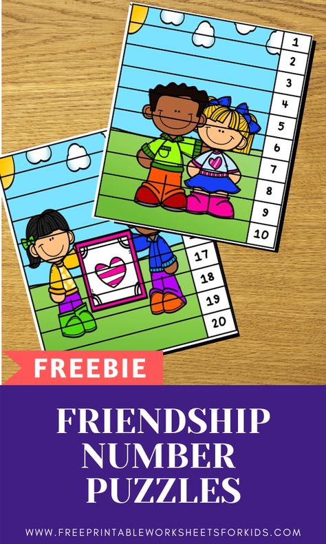 Kindness Number Puzzle Strips | Free Printable Worksheets For Kids | 2 printable puzzles to work on number order, great for Valentines Friends Math Activities For Preschool, Preschool Friendship Math Activities, Friendship Math Activities Preschool, Number Puzzles 1-10 Free Printable, Friendship Activities Preschool, Friendship Puzzle, Preschool Maths, Preschool Friendship, March Preschool