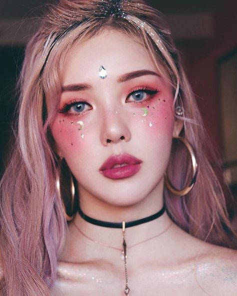 Sailor Moon Makeup, Moon Makeup, Pony Makeup, Star Face, Korean Makeup Tips, Korean Makeup Tutorials, Make Up Tutorials, Make Up Inspiration, Unicorn Makeup