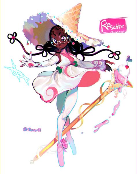 🦩Clem🦩 on Twitter: "Rosette the Ice (Cream) Witch 🍨🍒❄️… " 강아지 그림, 영감을 주는 캐릭터, Cute Art Styles, A Drawing, Cartoon Art Styles, Fantasy Character Design, Pretty Art, 그림 그리기, Character Drawing