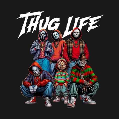 Thug Life Horror Movie Shirt, Movie Killer Shirt, Scary Halloween Shirt, Horror Friend Shirt, Halloween Vibes Shirt, Retro Halloween - Halloween - T-Shirt | TeePublic Thug Life Shirts, Friend Shirt, Horror Movie Shirts, Halloween Vibes, Movie Shirts, Japanese Words, Thug Life, Retro Halloween, Friends Shirt