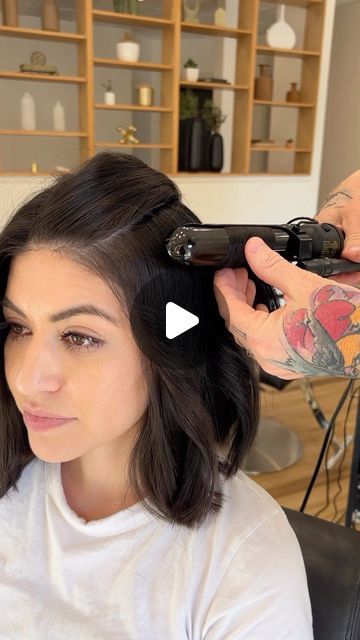 Chris Jones on Instagram: "NOTHING frustrates me more than curling a bob/lob and having every section flipping OUT! Try this if it bugs you too! On a lob I’ll use a 1.25” curling iron Only curl one fill revolution around the iron Release the curl and bump the ends under If easier you can wait till the end and bump ends under when a flat iron For bobs use the same technique but with a 1” iron #hair #hairstyle #bobhaircut #lobhaircut #hairtips #hairstylingtutorial" Curling Lob Hair Tutorial, Curling A Bob, How To Curl Hair With Flat Iron, Medium Bob With Layers, Bob With Fringe, Lob Styling, Chris Jones, Curled Bob, Medium Length Bobs