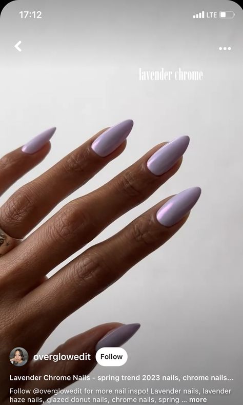 2023 Nails Chrome, Chrome Nails Spring, Lavender Chrome Nails, Lavender Chrome, Spring Nail Color, Purple Chrome Nails, 2023 Nails, Nails Chrome, Lilac Nails