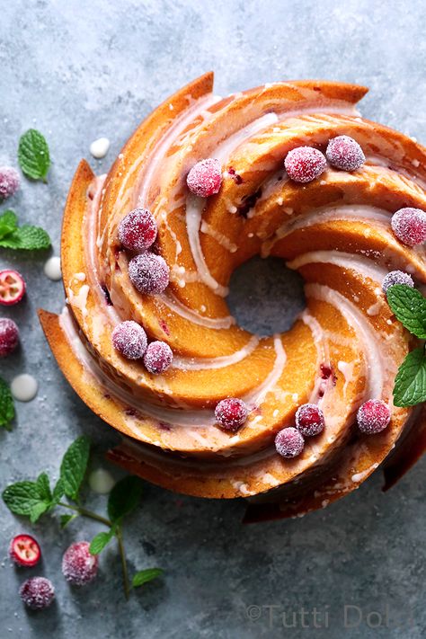 Imbolc Food, Cranberry Orange Bundt Cake, Festive Holiday Desserts, Cranberry Orange Cake, Orange Bundt Cake, Sugared Cranberries, Bundt Cakes Recipes, Cranberry Orange, Orange Cake