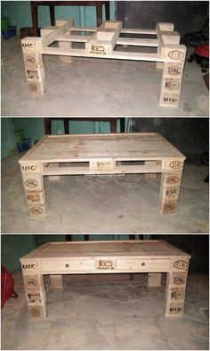 Wood Pallet Tables, Pallet Table Diy, Pallet Furniture Designs, Pallet Ideas Easy, Wooden Pallet Furniture, Pallet Decor, Wooden Pallet Projects, Recycled Pallets, Pallet Furniture Outdoor