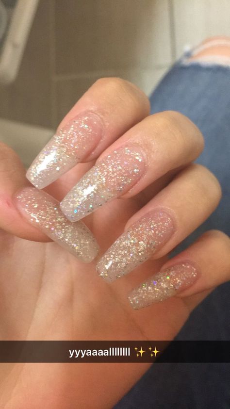 +29 Top Clear Glitter Nails Clear Glitter Nails, Glitter Nails Acrylic, Nails Yellow, Glittery Nails, Nails Glitter, Glitter Acrylic, Sparkle Nails, Acrylic Nails Coffin, Silver Nails