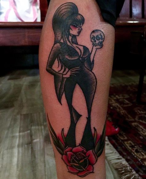 Elvira Pinup Tattoo, Halloween Sleeve Tattoo, Elvira Tattoo, Halloween Sleeve, Yeah Nah, Pocket Watch Tattoos, Rainbow Eye Makeup, Wrist Tattoo Designs, Optical Illusion Tattoo