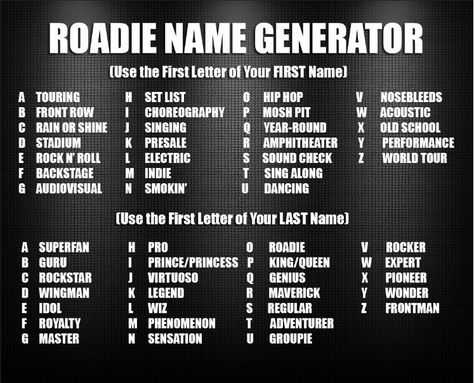 We'd be "Electric Sensation." What's your #Roadie name? Stage Name Generator, Funny Name Generator, Birthday Scenario, Musicals Funny, Harvard Square, Villain Names, Sound Check, Name Games, The Power Of Music