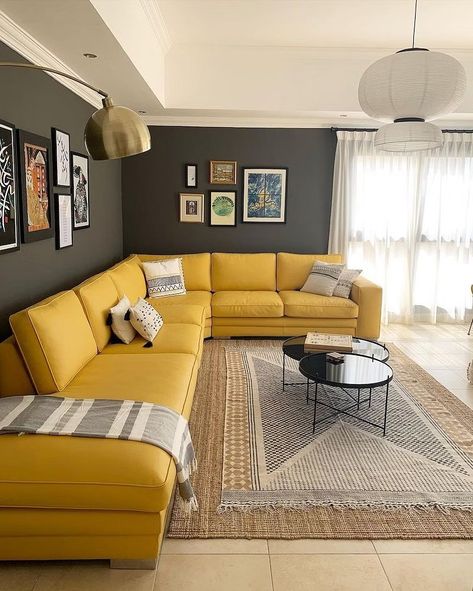 49+ Yellow Sofa Living Room Ideas That Simply Work in 2023 | Houszed Yellow Sofa Design, Yellow Sofa Living Room Ideas, Yellow Sofa Living Room, Kitchen Utensils Ideas, Orange Furniture Living Room, Sofa Colour Combinations, Sofa Living Room Ideas, Living Room Color Combination, Yellow Couch