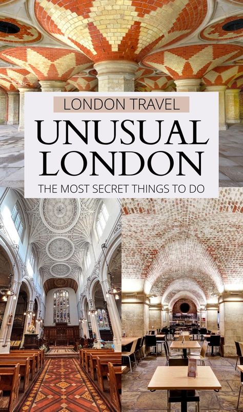 Lover of unusual things to do in London? From some of the most secret places in London to church ruins and the most instagrammable shop in London, you'll find here all the most unusual places to visit in London the first time, the second, the tenth, or if you're living in London! free things to do in london | visiting london for the first time | hidden places in london | hidden gems in london | pretty neighborhoods london | posh areas of london | london travel guide | london travel bucket list Non Touristy Things To Do In London, Top Things To Do In London, London Art Museum, London To Do List, Fun Things To Do In London, Places In London To Visit, Secret Places In London, London In March, London Sightseeing