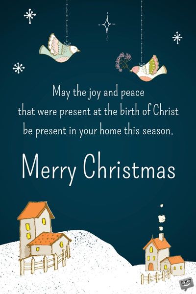 Christian Christmas wish on image with winter illustration with snowy village. Merry Christmas Religious, Christmas Quotes Images, Merry Christmas Wishes Messages, Christmas Greetings Quotes, Christmas Card Wishes, Christmas Greetings Messages, Christmas Wishes Messages, Christmas Wishes Quotes, Best Christmas Wishes