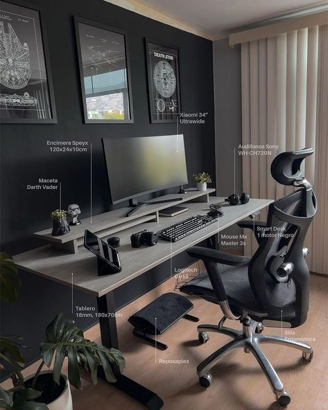 Dream Desk, Clean Desk, Computer Desk Setup, Desk Setups, Home Studio Setup, Desk Inspiration, Bedroom Setup, Dekorasi Kamar Tidur, Computer Room