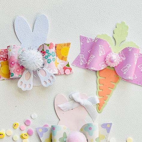 Ann on Instagram: "The cutest Easter 🐰 bows to add to all of your projects.  #kscraft_hannah #easter #easterembellishments" Easter Egg Diy, Easter Bows, Easter Garland, Pocket Letter, Easter Eggs Diy, Scrap Ideas, Pocket Letters, Diy Hair Accessories, Diy Hair