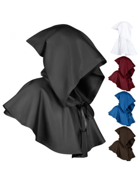 Bleach Medieval Hooded Cloak Priest Halloween Costume, Priest Halloween, Medieval Witch, Cape With Hood, Steampunk Mask, Black Shawl, Hooded Cape, Medieval Costume, Hooded Cloak