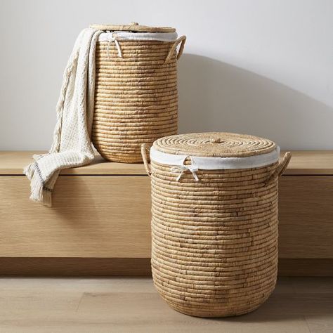 Nursery Laundry Basket, Woven Basket With Lid, Woven Hamper, Wicker Laundry Hamper, Seagrass Baskets, Nursery Hamper, Basket Collection, Wicker Hamper, West Elm Kids