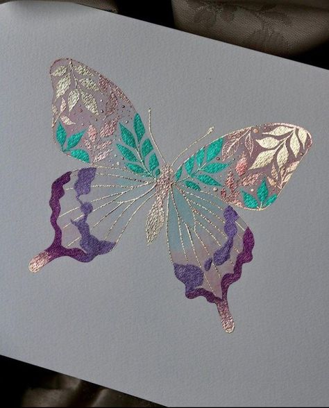 butterflybookmark #watercolorartideas #waterc Metallic Watercolor Butterfly, Metalic Watercolor Ideas, Metallic Watercolor Painting Ideas, Butterfly Watercolor Painting, Painting Clipart, Art Papillon, Butterfly Art Painting, Diy Watercolor Painting, Butterfly Painting