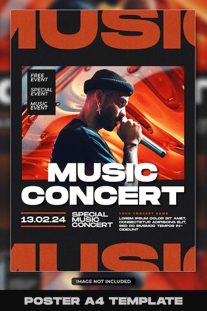 PSD music concert flyer template design | Premium Psd #Freepik #psd Music Concert Poster Design Graphics, Music Flyer Design, Music Concert Poster Design, Concert Graphic Design, Music Graphic Design, Concert Poster, Concert Poster Design, Concert Flyer, Music Flyer