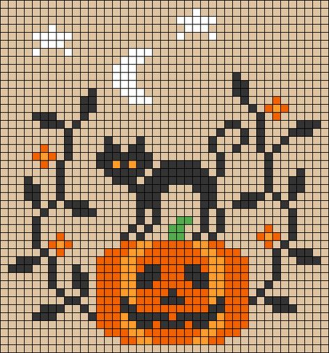 Alpha pattern #158137 | BraceletBook Fall Crochet Alpha Patterns, Fall Tapestry Crochet Patterns, Halloween Crochet Pixel Grid, Fall Crochet Grid, Coffee Alpha Pattern, Pumpkin Knitting Chart, Pearl Beads Pattern Pixel Art, Small Pixel Pattern, Fall Tapestry Crochet