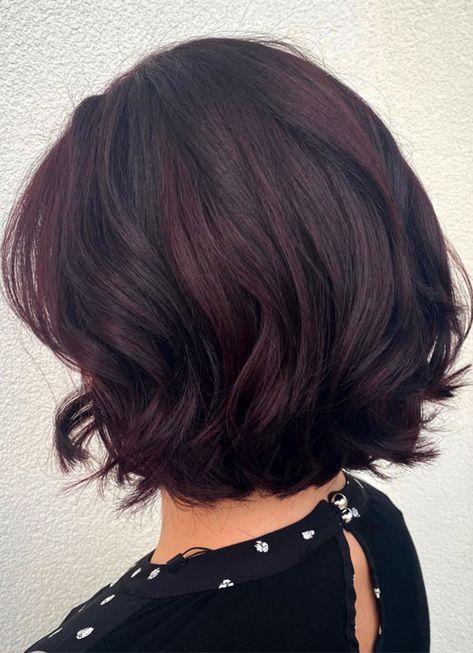 Cherry Cola Pixie Hair, Cherry Cola Hair Color Short, Black Cherry Hair Color Short, Short Cherry Coke Hair, Cherry Coke Short Hair, Cherry Cola Short Hair, Dark Cherry Coke Hair, Short Bob Dark Hair, Dark Cherry Cola Hair Color