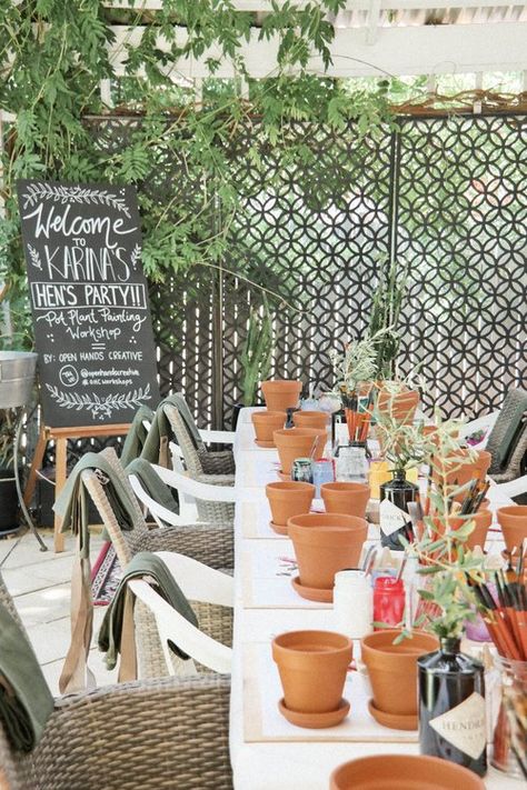 Paint And Plant Party, Planting Party Ideas, Plant And Sip Party, Paint A Pot Party, Plant Workshop Ideas, Planting Workshop, Potting Party, Workshop Trailer, Succulent Workshop