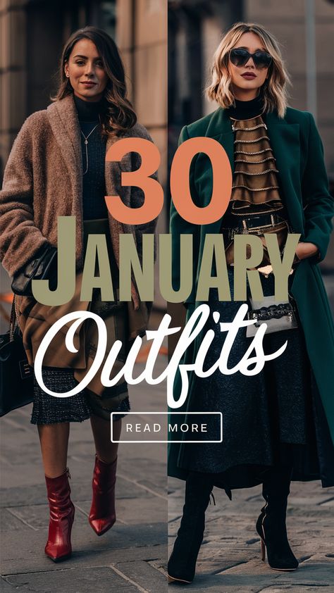 Discover 30 top January outfits for 2025, featuring stylish ideas for casual wear, work settings, and aesthetic looks. Perfect for women seeking fresh inspiration, including trendy January casual outfits and work-appropriate attire. January Style Outfit, Winter Style 2024-2025, Winter Looks For Women 2024, 2025 Outfits Women, Colors For 2025 Fashion, Winter Fashion Trends 2024/25, January 2025 Fashion, Trends For 2025 Fashion, Winter 25 Fashion Trends