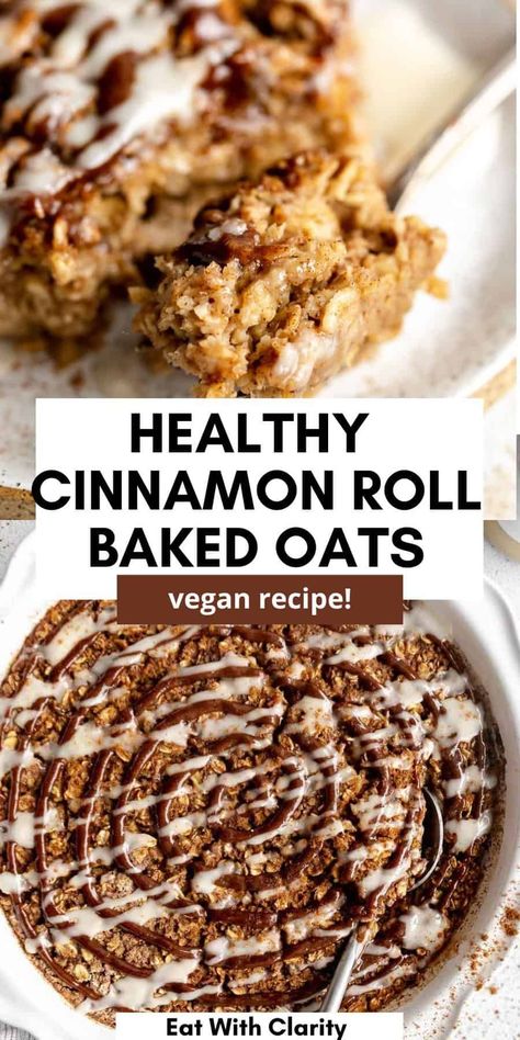 Gluten Free Oats Breakfast, Vegan Oatmeal Bake Recipes, Oat Meal Bake, Baked Cinnamon Roll Oatmeal, Baked Oatmeal Dairy Free, Eggless Oatmeal Bake, Oven Baked Oats Breakfast Recipes, Gluten And Dairy Free Breakfast Meal Prep, Gluten Free Dairy Free Baked Oatmeal