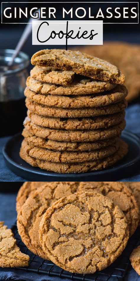 Bakery Style Ginger Molasses Cookies, Spicy Molasses Cookies, Molasses Crackle Cookie, Molasses Crinkles, Molasses Crinkle Cookies, Small Batch Cookies, Special Cookies, Xmas Recipes, Christmas Eats