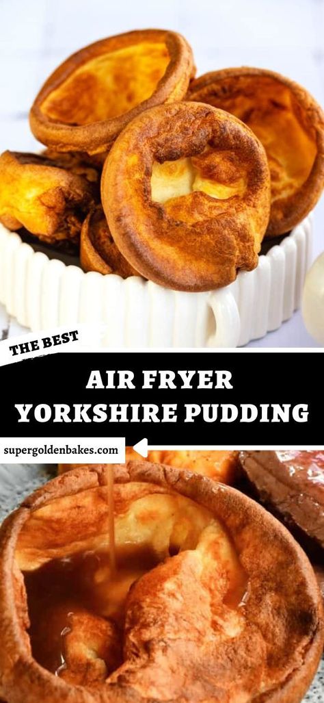 Air Fryer Roast Beef, Air Fryer Recipes Uk, Air Fryer Roast, Yorkshire Pudding Recipe, Air Fryer Easy, Easy Pudding Recipes, New Air Fryer Recipes, Yorkshire Pudding Recipes, Air Fryer Recipes Snacks