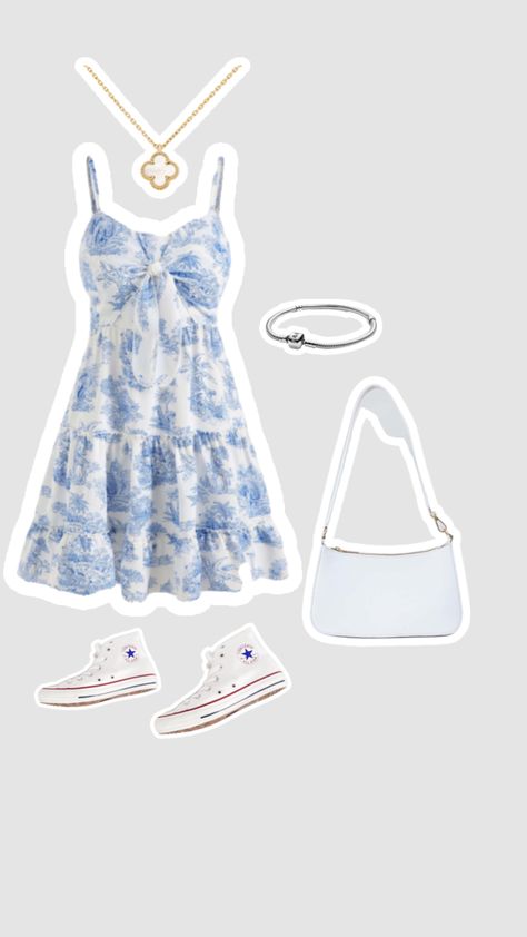 Costal Granddaughter Dress, Dress Shuffles, Aesthetic Blue Dress, Light Blue Summer Dress, Aesthetic Dress Outfit, Costal Granddaughter, Cute Middle School Outfits, Coast Fashion, Greece Outfit