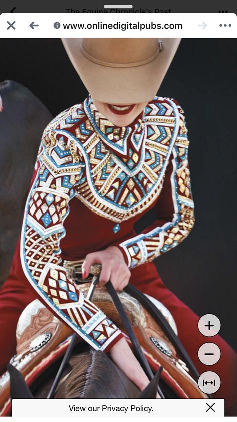 The red, blue and golds in this horsemanship jacket make it stand out, without being too bold!! Horse Show Clothes Western, Western Pleasure Outfit, Horsemanship Shirt, Irish Dance Dress Designs, Equestrian Shirt, Showmanship Jacket, Western Show Shirts, Western Show Clothes, Horse Show Clothes