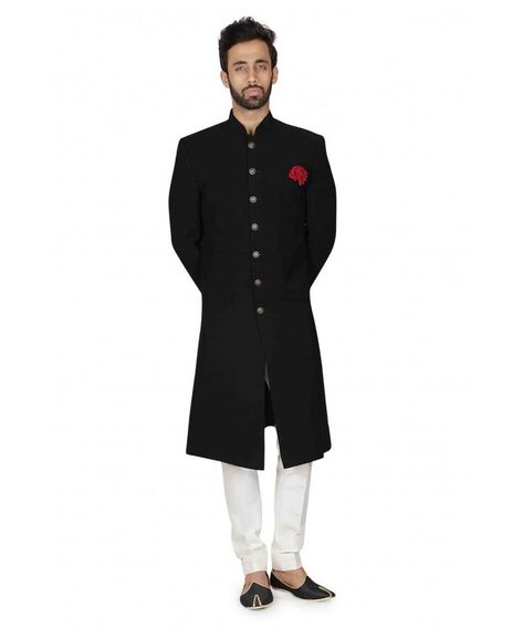 sherwani Nawabi Sherwani, Black Sherwani, 4k Wallpaper For Mobile, Antique Jewellery Online, Wedding Sherwani, Fashion Suits For Men, Collar Neck, On Phone, Designer Sarees