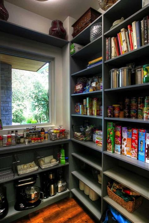 30 Brilliantly Organized Pantry Ideas To Maximize Your Storage Desain Pantry, Outdoor Kitchen Appliances, Pantry Shelving, Kitchen Pantry Design, Kitchen Pantry Cabinets, Smitten Kitchen, Pantry Shelf, Transitional Kitchen, Pantry Design