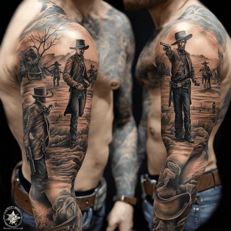 53 Western Tattoo Ideas Created With AI | artAIstry Western Tattoo Ideas, Western Tattoo, Cowboy Tattoos, Western Tattoos, Omerta Tattoo, Tattoo Inspiration Men, Tattoo Prices, Theme Tattoo, Tattoo For Son