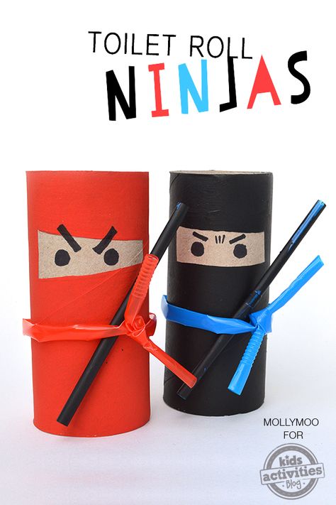 Toilet Paper Roll Crafts that are Super Creative! · Pint-sized Treasures Ninja Themed Birthday Party, Toilet Roll Craft, Ninja Party, Toilet Paper Crafts, Toilet Paper Rolls, Toilet Paper Roll Crafts, Quick Crafts, Paper Roll Crafts, Crafts For Boys