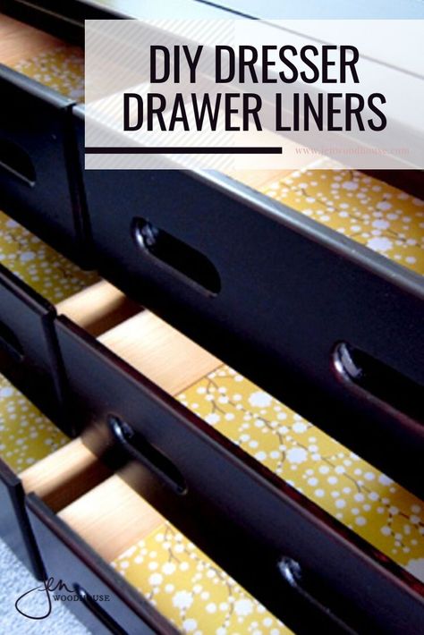 Add charm to your dressers with this DIY Dresser Liner tutorial from Jen Woodhouse | Do it yourself dresser liner | Dresser drawer update #jenwoodhouse #thehouseofwood #dresserDIY #dresserliner Dresser Drawer Liner Ideas, Drawer Liners Dresser, Drawer Liner Ideas, Mcm Nursery, Diy Drawer Liners, Dresser Drawer Liners, Dresser Top Organization Ideas, Diy Dresser Drawers, Lining Dresser Drawers