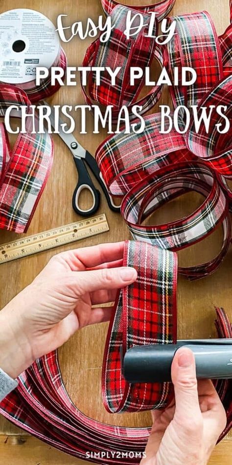 Tie Angels, Bow Making Tutorials, Diy Wreath Bow, Tartan Plaid Christmas, Tree Bows, Christmas Bows Diy, Christmas Wreath Bows, Homemade Bows, Perfect Bow