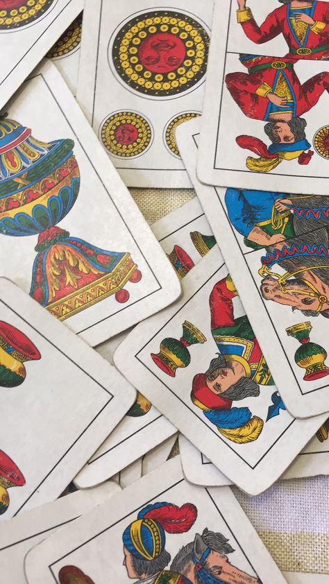 Italian Card Tattoo, Italian Playing Cards Tattoo, Scopa Cards, Card Game Aesthetic, Italian Playing Cards, Sicilian Print, 18th Century Playing Cards, Advent Calendar Activities, Calendar Activities