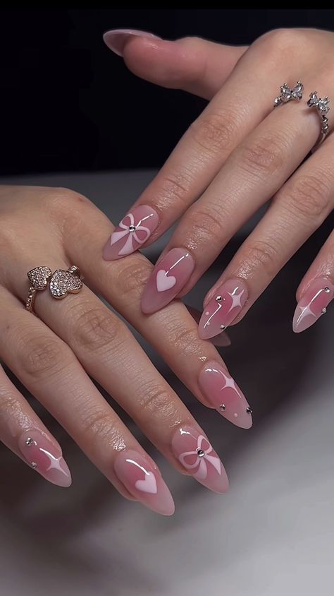 Nails | Aesthetic | Inspo | Cute Nail Inspo Aesthetic, Uñas Aesthetic, Aesthetic Nails, Nails Aesthetic, White Acrylic Nails, Almond Nail, Glam Nails, Nail Extensions, My Nails