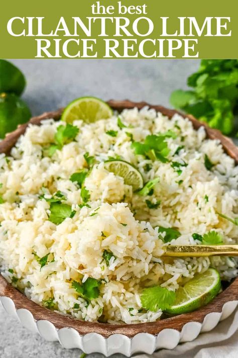 Easy Cilantro Lime Rice, Cilantro Rice Recipe, Cilantro Lime Rice Recipe, Mexican Entrees, Lime Rice Recipes, Mexican Side Dishes, Healthy Bowls Recipes, Rice Side Dishes, Easy Rice Recipes