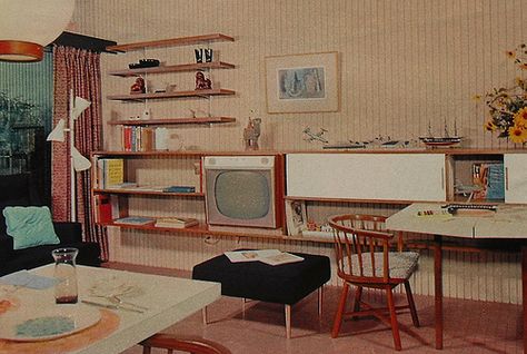 1950s TV Rec Room Lounge Den Vintage Interior Design Photo… | Flickr 50s Interior Design, 1950s Interior Design, 1950s Tv, 50s Interior, 1950s Interior, Retro Rooms, 1950s Decor, Mid Century Interior, Retro Interior Design