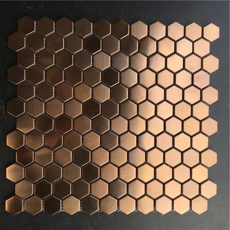 Mosaic Tiles Kitchen, Diy Honeycomb, Mosaic Tile Kitchen, Materials Board Interior Design, Metal Mosaic, Metal Mosaic Tiles, Gold Tile, Cheap Wall Stickers, Gold Mosaic