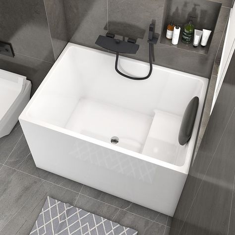 Back to Wall Rectangular Bathtub Antique Finish Soaking Bath Tub (Faucet not Included) Japanese Soaking Tub Shower Combo, Small Soaking Tub, Campfire Ideas, Soaking Tub Shower Combo, Corner Soaking Tub, Japanese Bathtub, Deep Tub, Small Bathtub, Japanese Soaking Tubs