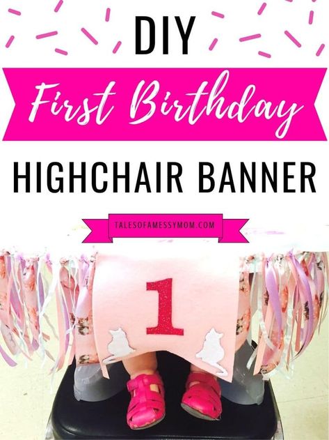 First birthday DIY highchair banner decorations for your baby girl. Use these highchair banner decor ideas at your baby's one year old birthday party. #firstbirthday #diy #highchairbanner #firstbirthdayparty #birthdaypartyideas #oneyearold How To Make High Chair Banner, Diy High Chair Banner, Diy High Chair, Onederful Party, Diy Birthday Banner, Banner Shapes, Birthday Highchair, Banner Decor, Baby's First Birthday