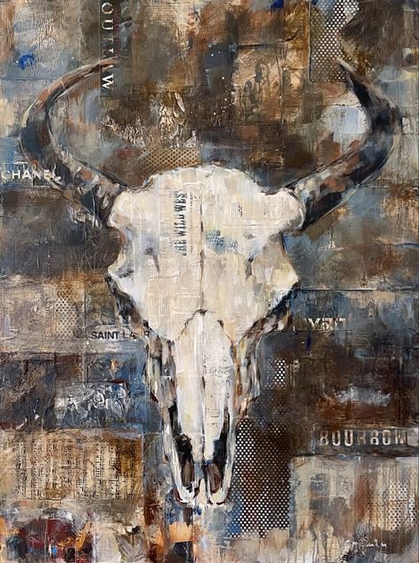 Cow Abstract, Western Art Paintings, Mountain Wood Wall Art, Natural Form Art, Steer Skull, 2024 Ideas, Form Art, Natural Form, Cow Art