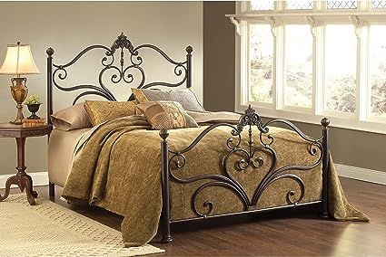 Hillsdale Newton Queen Poster Bed in Antique Brown Brown Bed Sets, King Poster Bed, Wrought Iron Beds, Brown Bed, Hillsdale Furniture, Queen Headboard, Iron Bed, King Headboard, Metal Bed