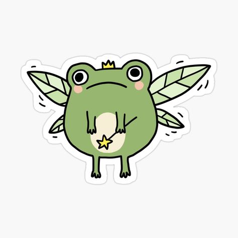 Cute Sticker Doodles, Sticers Idea Easy, Sticker Ideas Aesthetic, Short Jean Jacket, Frog Fairy, Green Stickers, Frog Stickers, Funny Laptop Stickers, Best Stickers