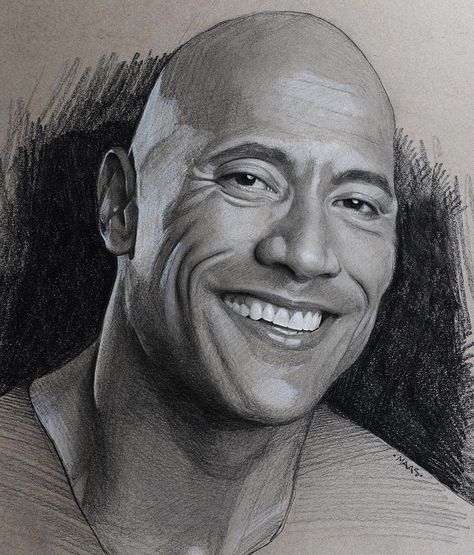 رسم كاريكاتير, Portraits Drawing, Celebrity Portraits Drawing, Drawing Hands, Realistic Pencil Drawings, Drawing Hair, The Rock Dwayne Johnson, Drawing Faces, Celebrity Drawings